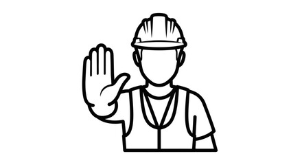 Fototapeta premium Construction Worker Giving Stop Hand Signal.