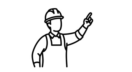 Fototapeta premium Construction worker pointing with hard hat on.