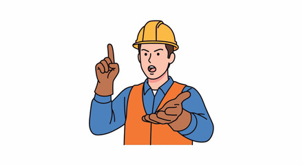 Obraz premium Construction Worker Wearing Hard Hat and Vest 2.