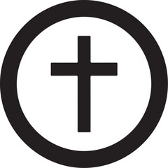 Fototapeta premium Simple black cross symbol within a circle icon design