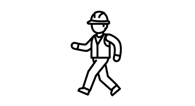 Man Walking in Hard Hat and Vest.