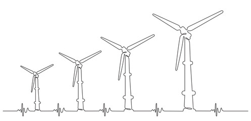 Continuous one line wind turbine energy Concept © Ari