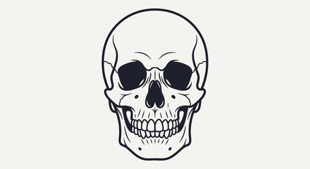Human Skull Illustration Front View Black White. © Untung
