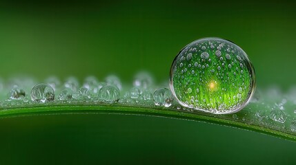 Nature's reflection dewdrop on grass macro photography serenity close-up business growth concept