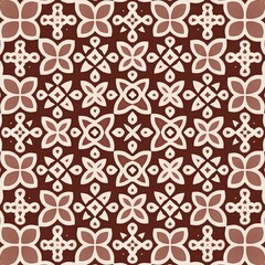 Fototapeta premium A pattern of brown and white flowers. The flowers are in different sizes and shapes. The pattern is very intricate and detailed