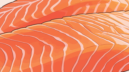 Fototapeta premium Salmon fillets are placed on a countertop, showing their bright orange color and distinct patterns. They await preparation for meals.