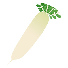 大根のベクターアイコン、葉物野菜のイラスト素材