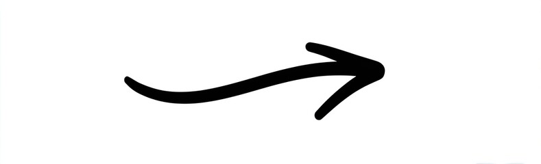 Black curved arrow pointing right on white background