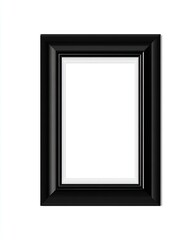 A glossy, rectangular, black picture frame with a white interior. Shadowed on a white background