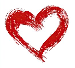 Red heart shape, created with textured brushstrokes, on a white background