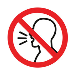 No talking sign with human head profile and red circle