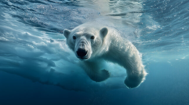 Underwater polar bear close-up
