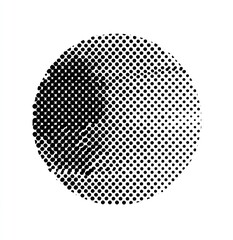 A circular shape filled with a halftone pattern transitioning from dense black to sparse dots