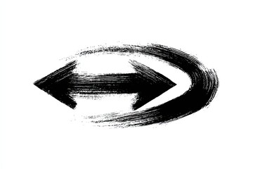 Black brushstroke arrows in opposite directions forming a circular flow on white