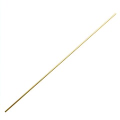 Isolated, thin, diagonal golden rod on white background