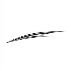 A minimalist, abstract line drawing, curved and tapered, comprising multiple strokes