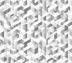 An abstract, geometric pattern of 3D triangular blocks, creating a textured, grey-scale surface