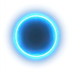 Luminous blue circle, glowing rim, surrounded by a soft white aura on a clean white backdrop