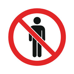 No people allowed sign with red circle and line