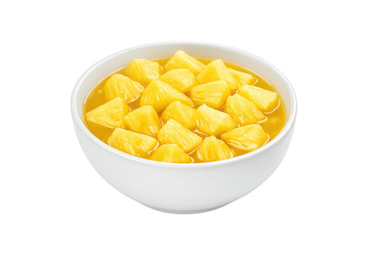 Bowl of canned pineapple tidbits in syrup