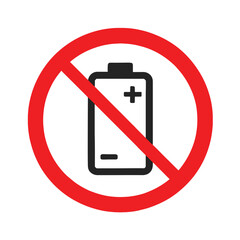 No battery allowed sign with red circle and line