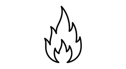 Simple black and white line drawing of a stylized flame or fire icon
