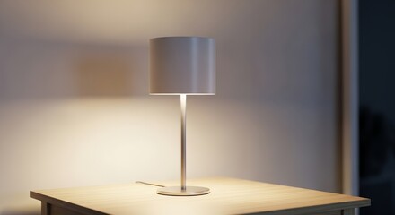 Minimalist Table Lamp Illuminating a Room with Soft Light.