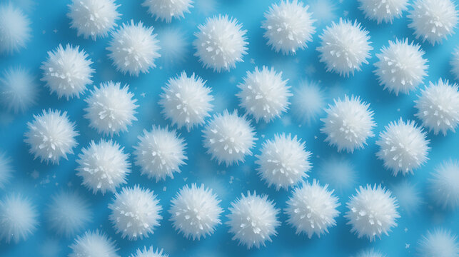 White naphthalene balls on blue background.
