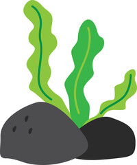 seaweed and stones on beach illustration © coco