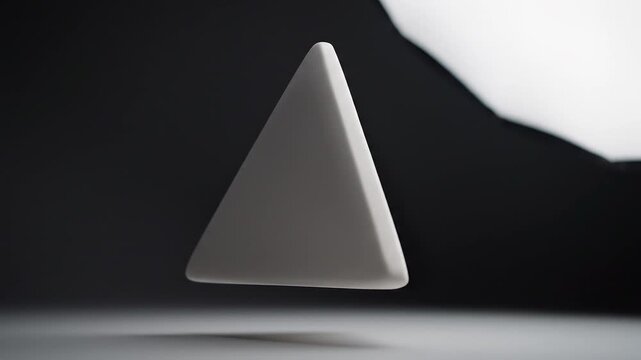 回転するマットセラミック三角柱 ダークスタジオの4K抽象映像