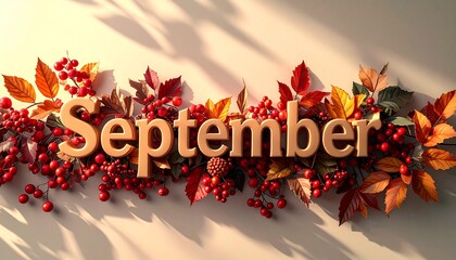9月 初秋 実り 植物 SEPTEMBER 立体文字