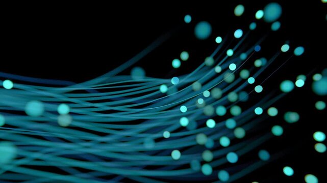 Digital animation glow blue line node pathway ai artificial intelligence datum activation visualisation interaction abstract digitization virtual interface communication pattern information digital