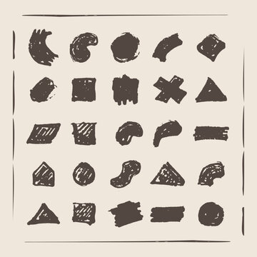 Collection of Hand-Drawn Geometric and Abstract Shapes in a Loose, Organic Style