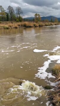 Natural scenery by the river, natural scenery of turbid rivers