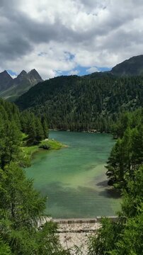 Albula Alps alpine Lai da Palpuogna lake Switzerland landscape outdoor nature aerial drone