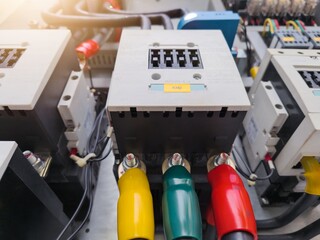 Main contactors installation of the panel control power plants.