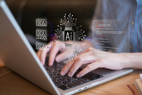 Person using AI artificial intelligence in vibe coding software development technology innovation digital transformation concept