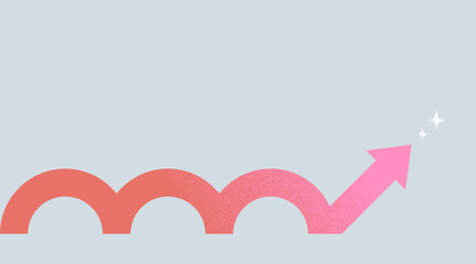 ホップステップジャンプで進む矢印　背景素材