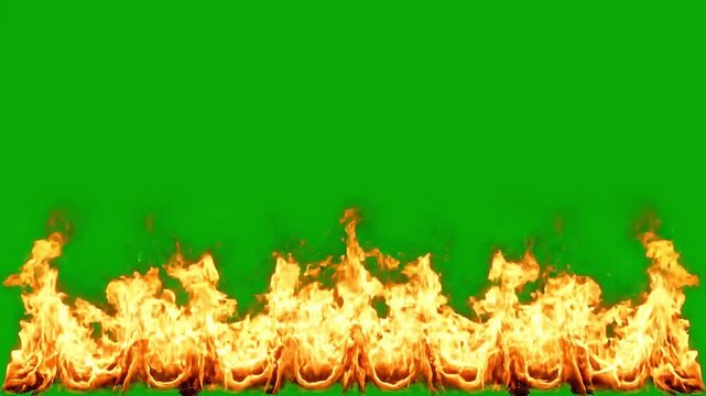 Blazing fire at the bottom edge, intense flames rising, fiery inferno scene, burning embers, vibrant energy, bottom-up viewpoint