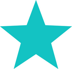 Fototapeta premium A simple, solid teal five-pointed star on a white background, a common graphic element.