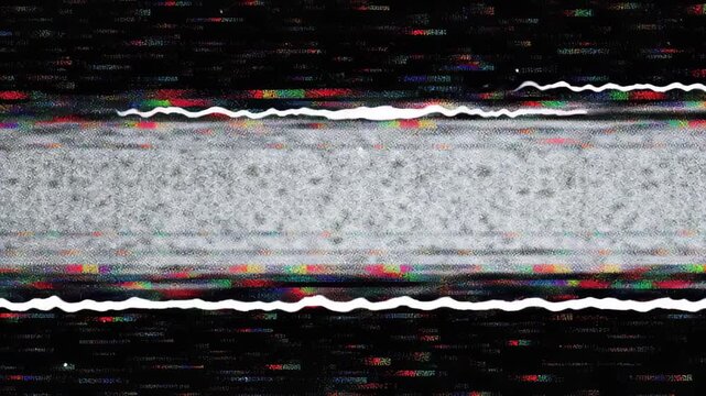 Noise glitch television distortion malfunction disruption disconnected compression black background footage error hacking computer laptop damaged screen static line wavering band of corrupted static