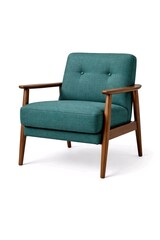 Fototapeta premium Mid Century Modern Teal Armchair Isolated on White Background