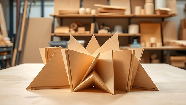 balsa. Geometric arrangement of precision-cut balsa wood pieces, showcasing craftsmanship and texture. safety posters.