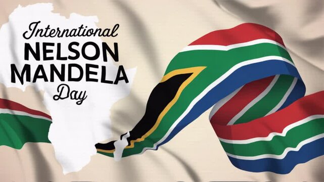 Featuring Nelson Mandela International Day in a waving flag style, Great for opening videos, campaign videos, greetings