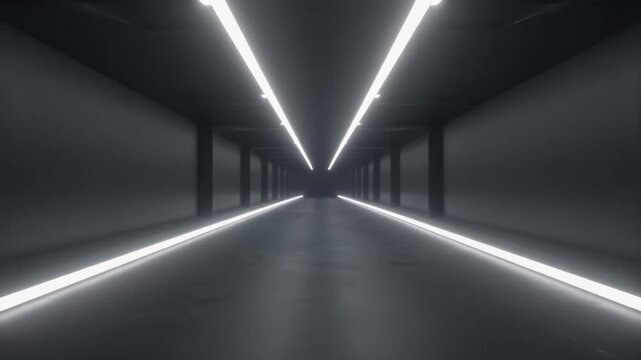 Futuristic Light Corridor with Parallel Lines and Forward Motion