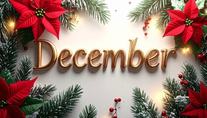 12月 冬 ポインセチア DECEMBER 花装飾 立体文字