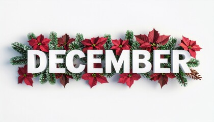 12月 冬 ポインセチア DECEMBER 花装飾 立体文字