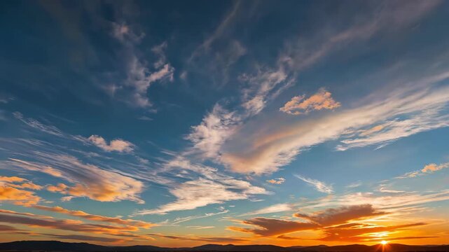 Gorgeous sunset sky scenery, magnificent sunset cloud landscape