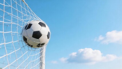 Soccer ball in goal net
