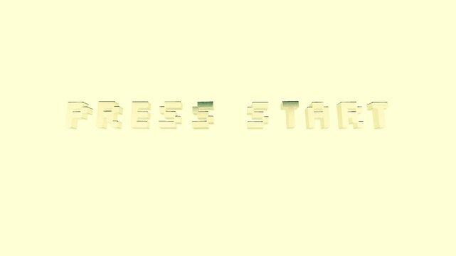 Press Start 3D retro style text message fade in animation
